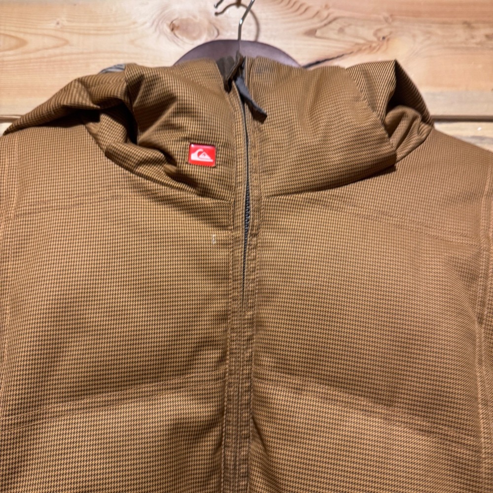 Quiksilver Men's Brown Down Filled Puffer Snowboard Ski Jacket Cold Days Size S - Picture 2 of 10
